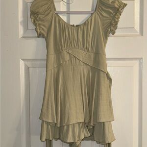 Altar'd State Sage Green Layered Romper